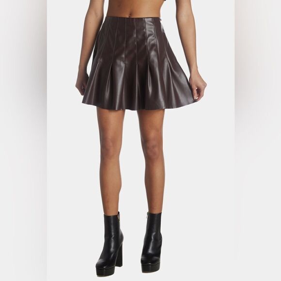 LOST + WANDER Cold Brew Mini Skirt  in Dark Brown Size S NWOT - Picture 1 of 6